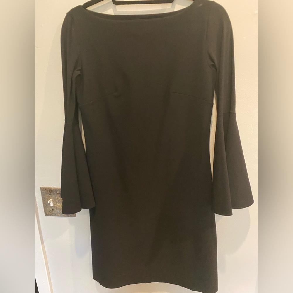CHIARA BONI DRESS, Black Sz6, Made in Italy.Bell sleeve lined in white.SZ42 IT